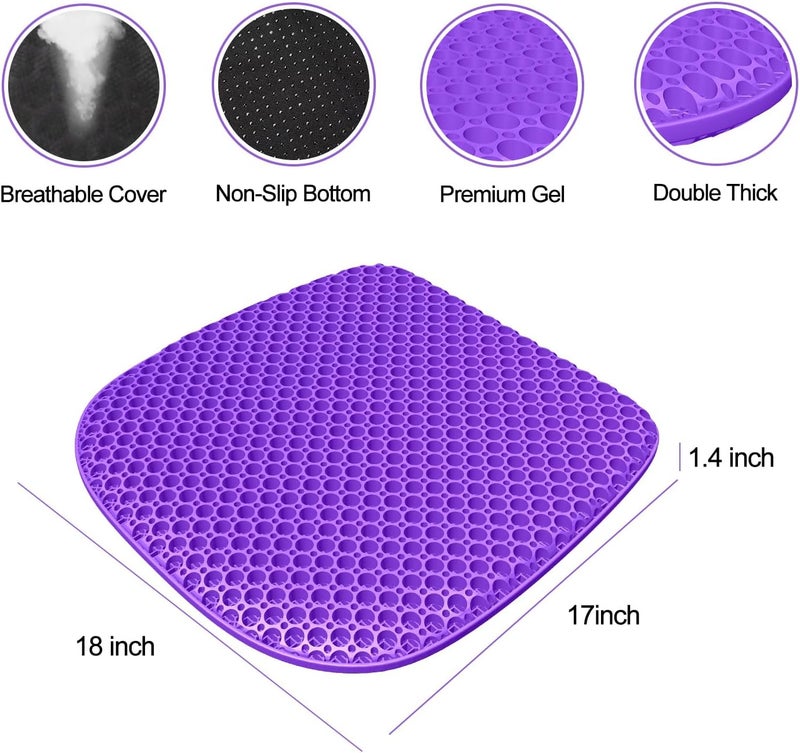 TONINT Large Gel Seat Cushion for Long Sitting with Non-Slip Cover,Soft & Breathable,Seat Cushion for Chair,Car,Office,Desk Chair,Wheelchair (18" x 17") - Image 2